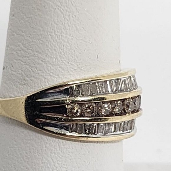 14K YELLOW GOLD HESSONITE & GOSHENITE RING  SIZE 6 - Picture 2 of 8